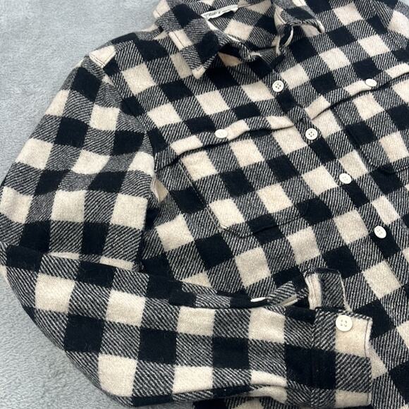 Woolrich S/M Women's Black, Ivory Plaid Shacket Shirt Jacket Wool Blend Button - Picture 4 of 16